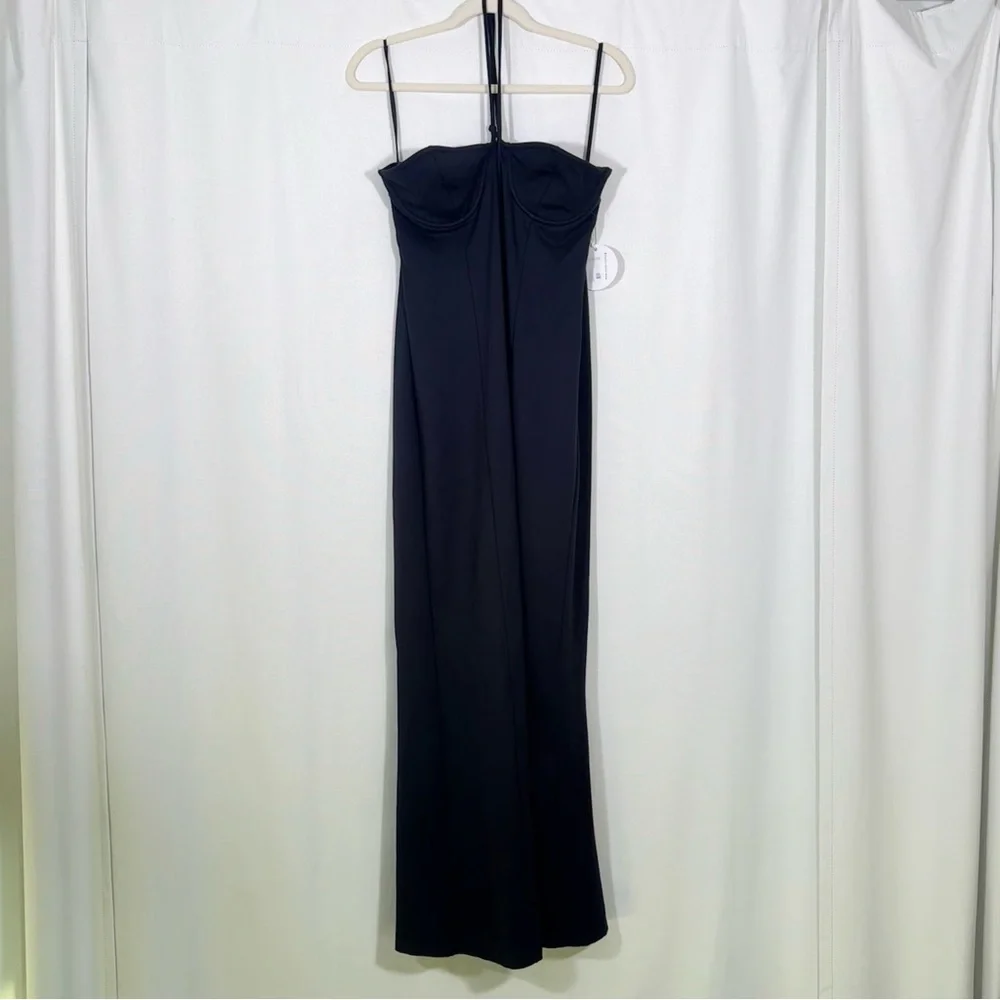 NWT Staud Bardot Black Halter Neck Keyhole Maxi Dress - Picture 3 of 9